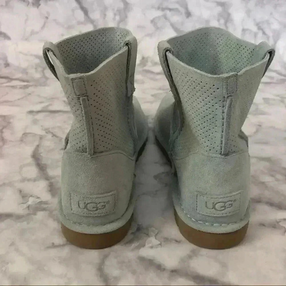 NWOT UGG Women's Classic Unlined Mini Perf Booties Light Blue Suede Size 9 - Picture 4 of 7
